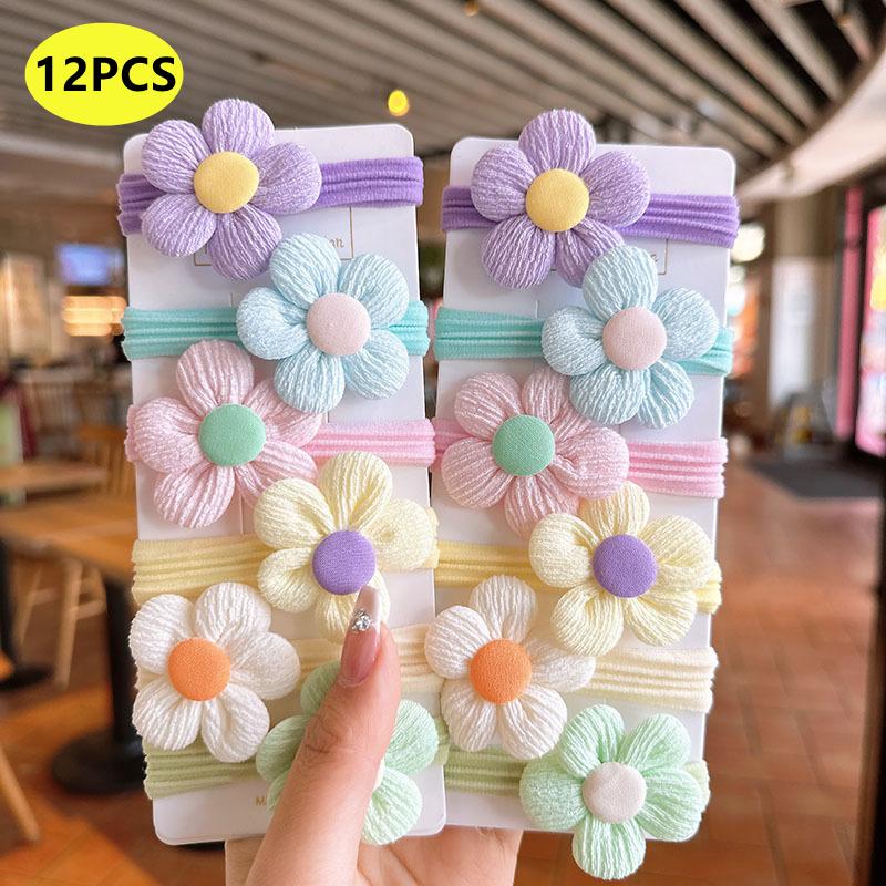 20PCS 10PCS Hair Accessories For Girl Elastic Hair Bands Flowers Hair Ring Children Birthday Party Headdress Headwear