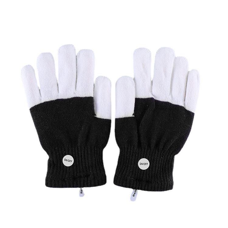 LED Multicolor Light-Up Fingerless Gloves for Halloween & Christmas - Flashing White Knit for Adults & Kids
