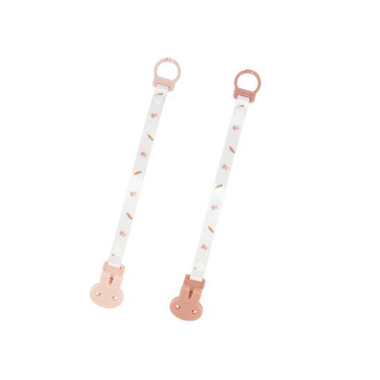 Atti Rabbit Baby Pacifier Clip Holder Soother Binky Strap Leash (2pcs) Atti Pink+Atti Rose