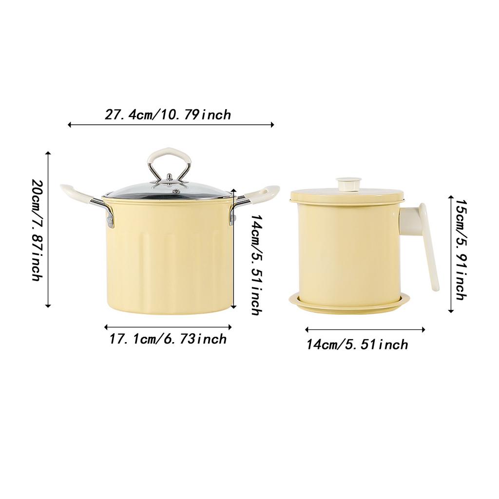 3L Stainless Steel  Deep Fryer Pot with Oil Storage Pot Kitchen Cooking Pot Butter Warmer for Chips Onion Rings Cooking Tool