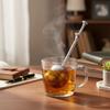 2PCS 304 Stainless Steel Long Handle Tea Strainer Ball Fine Mesh Loose Leaf Tea Filter Rust-proof Press Type Tea Infuser Office