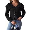 Women's Short Top Pearl Bead Sweater European and American Women's Clothing Autumn and Winter New Large Lapel Pullover Sweater