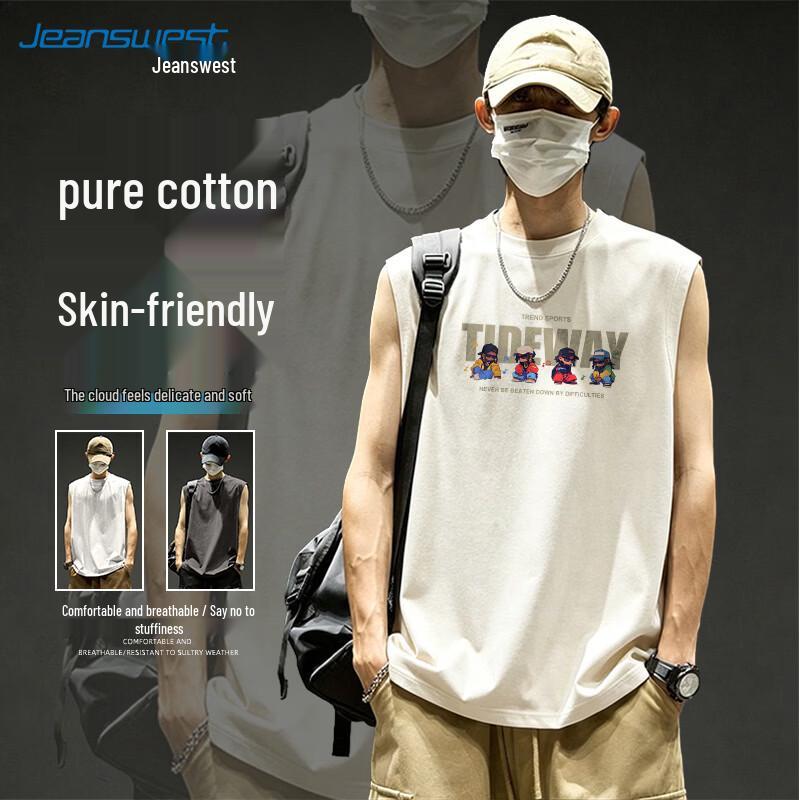 Jeanswest Men s Heavyweight Cotton Graphic Tank Top S
