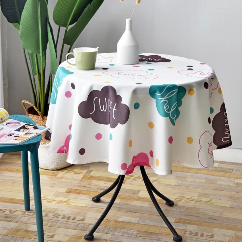 Proud Rose Waterproof Tablecloth Printed Round Table Cover Tea Table Cloth for Wedding Party Home Dining Table Decor Wash-free