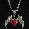Gothic Punk Heart Pendant Necklace with Demon Wings
