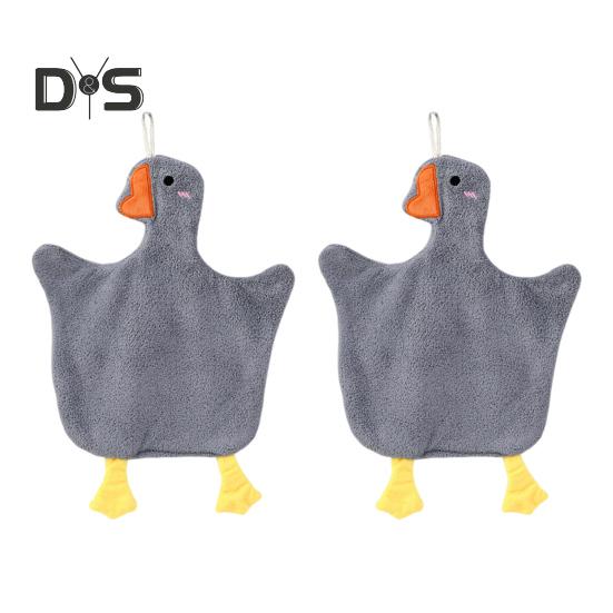 2 Pcs Goose Hand Towel Double Sided Coral Velvet Towel Absorbent Thickened Reusable Wipe Towel for Kitchen Bathroom Cleaning And Drying