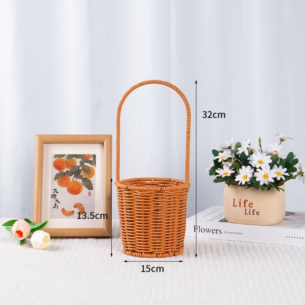 Hand-Woven Imitation Rattan Basket Willow Rattan Picnic Weaving Basket Flower Girl
