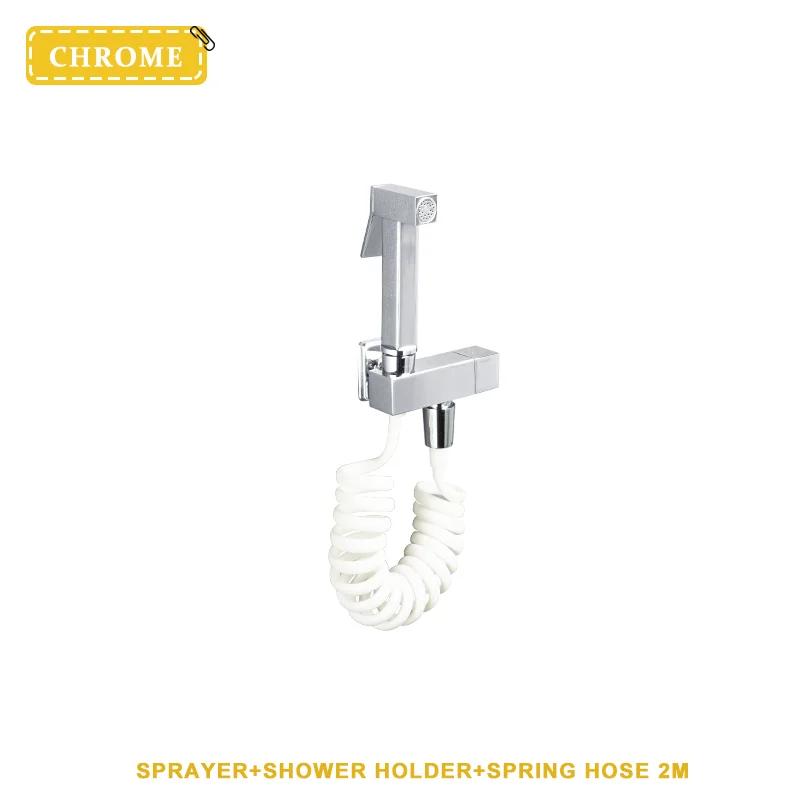 Juego de ducha de mano con rociador de bidé de latón dorado cepillado, accesorios de baño para ducha de pared, grifo de bidé, boquilla de rociado autolimpiante