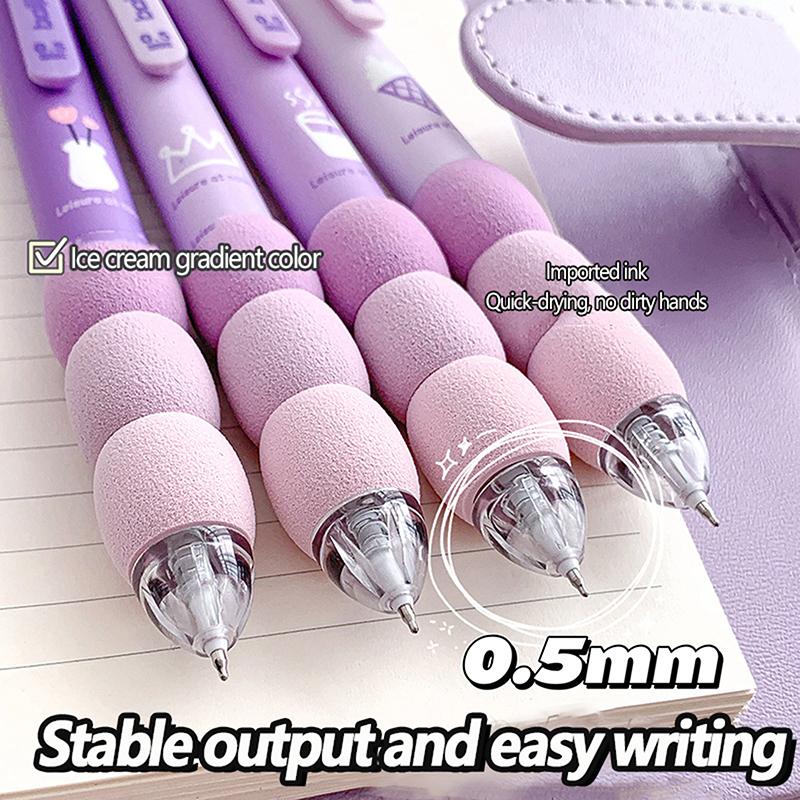 4Pcs/Lot Coffee Bear Press Pen Black Ink 0.5Mm Spliced Sponge Sheath Neuter Pen School Office Supplies Student Writing Tools