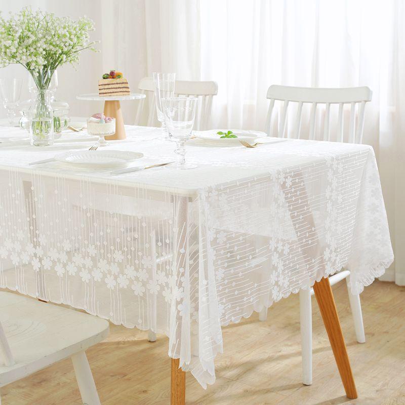 Elegant Lace Tablecloth - Polyester Rectangular French Romantic Design, Intricate Floral Patterns, Perfect for Home Dining Table Decoration
