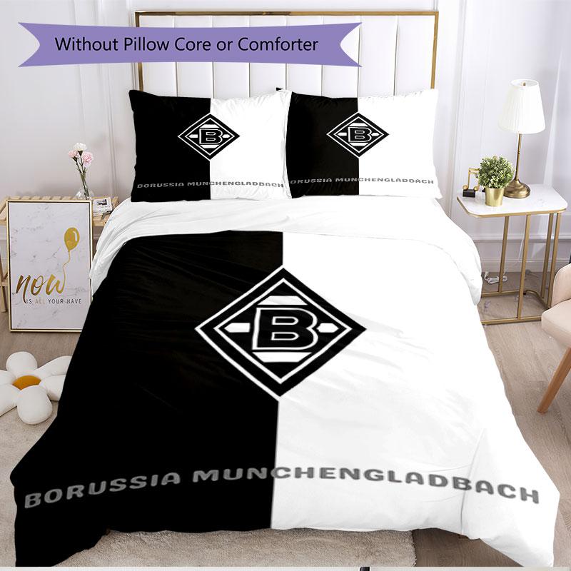 Parure de lit 3 pièces avec housse de couette (1*Housse de couette + 2*Taie d'oreiller, sans noyau), Ensemble de literie doux toutes saisons imprimé Borussia Mönchengladbach, Cadeau de décoration pour chambre à coucher à la maison