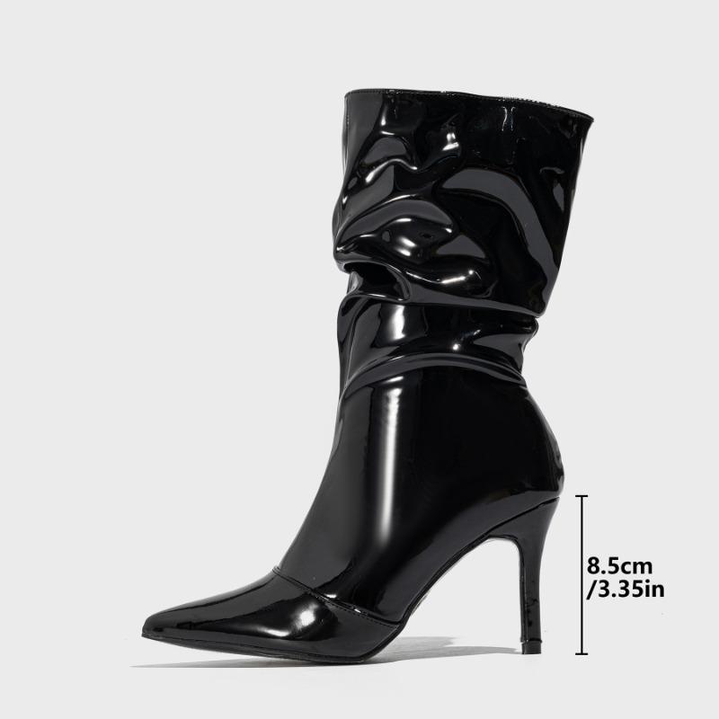 Thin Heeled Short Boots for Fashionable Outdoor Fashion Shows, Pointed and Simple Women's Boots 35-42 Womens Shoes