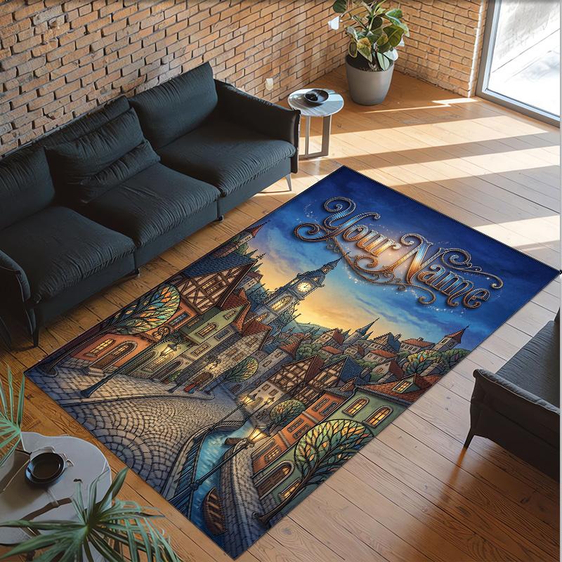 Other Similar Designs Theme Crystal Velvet Rug Personalized Custom Name Text Soft Floor Mat Home Decor