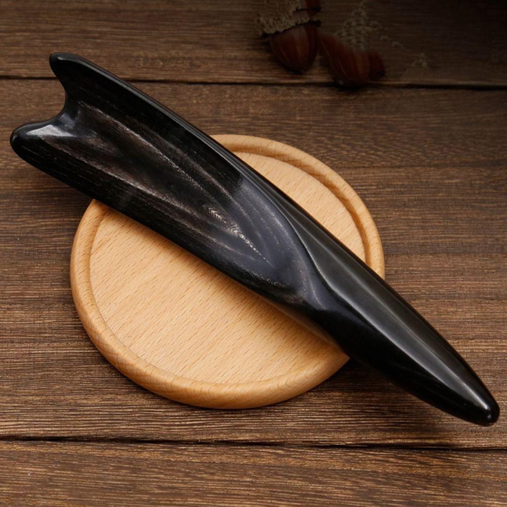 Large Massage Scraping Bar Natural Meridian Acupressure Pen Black Buffalo Horn Massage Stick  SPA