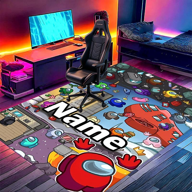 Custom Name Personalized Among Us Print Carpet, Versatile Home Decor Rug, for Playroom, Apartment, Balcony, Entryway, Hallway Gift