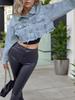 2026 Retro Ripped Denim Jacket for Women - Long Sleeve, Deconstructed Style