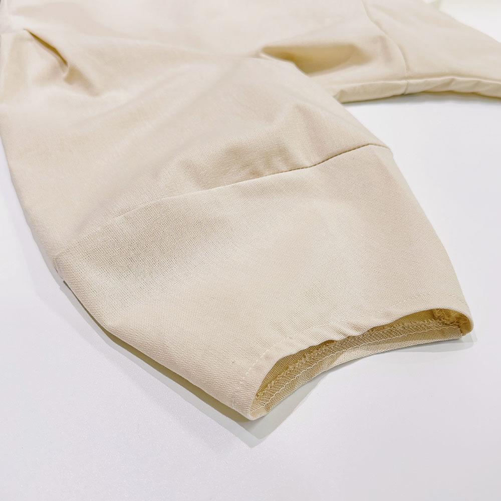 Simple Linen V-neck Puff Sleeve Backless Tie Dress Spring and Autumn Long Dress