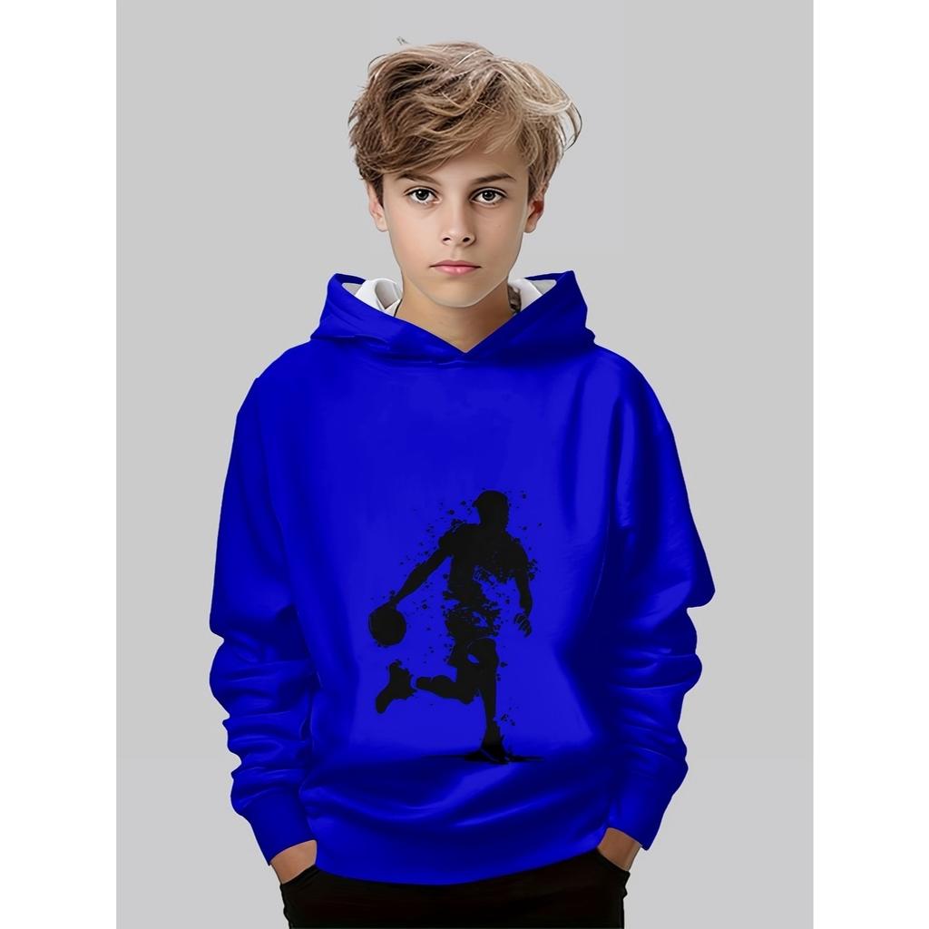 Boys' 3D Printed Casual Pullover Sweatshirt, Boys' Outdoor Casual Hoodie Top Hooded Sweatshirt
