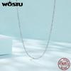 WOSTU Skutečný 925 Sterling Silver Trendy Flash korálkový řetízek Základní náhrdelník Nastavitelný náhrdelník pro ženy