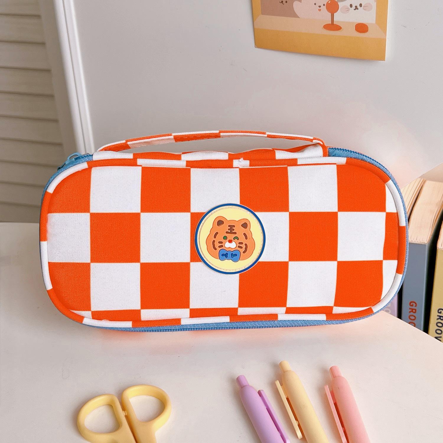 

Kawaii Plaid Pencil Case Large Capacity Cute Portable Pen Box Back to School Office Supplies Korean Makeup Storage Stationery
