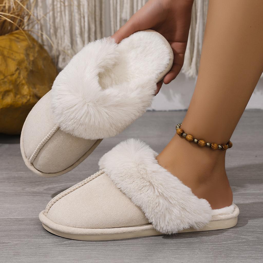 Fashion Fluffy Fur Slippers for Women Winter Warm Home Slippers Faux Fur House Mules Shoes Indoor Bedroom Comfy Fuzzy Slides Women