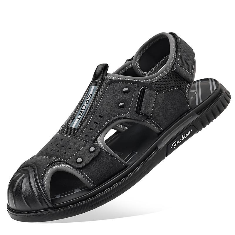 

Fashion 2025 Summer Designer Leather Sandals for Men Fashion Casual Solid Color Light Beach Shoes Male Outdoor Sports Sandalias Hombre 38