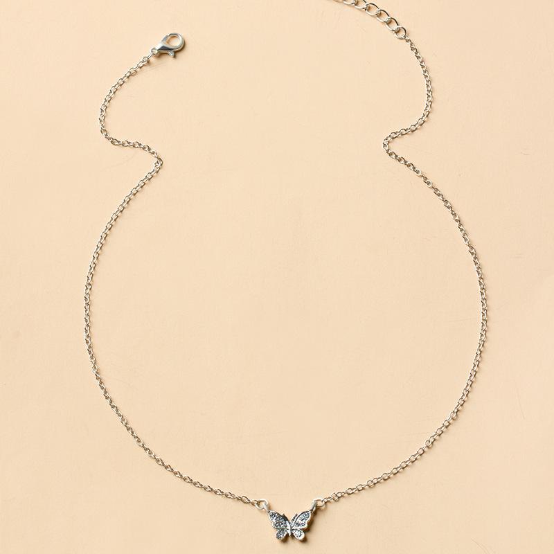 Bow Necklace Wholesale European and American Jewelry Simple Fashion Pendant Women's Alloy Diamond Neck Chain Sweater Chain