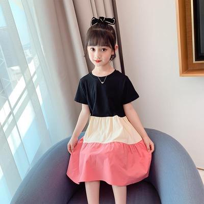 2024 Summer Patchwork Princess Dress: Western-Style Fairy Short-Sleeved Dress for Girls