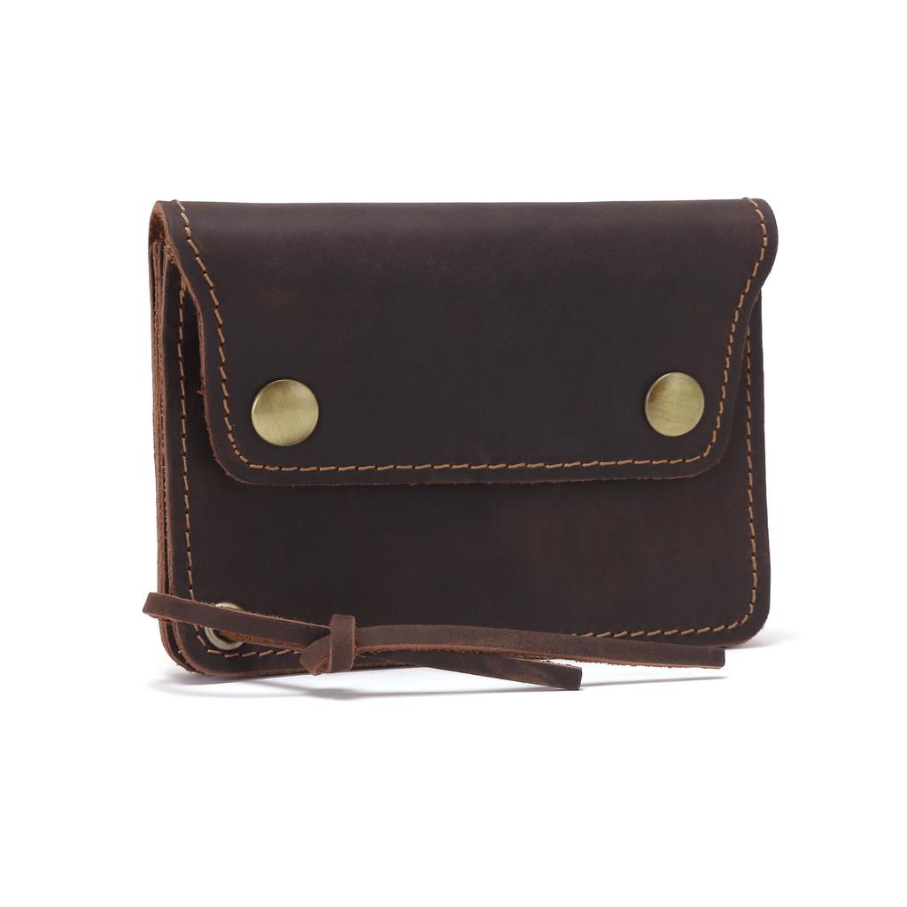Vintage Genuine Leather Short Wallet New Style Top Layer Cowhide Storage Coin Purse Zipper Simple Magnetic Mini Card Holder