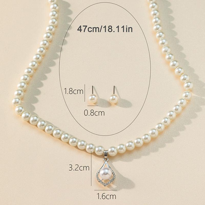 Boucles d'oreilles classiques en perles Collier Choker perlé Collier avec pendentif en perle