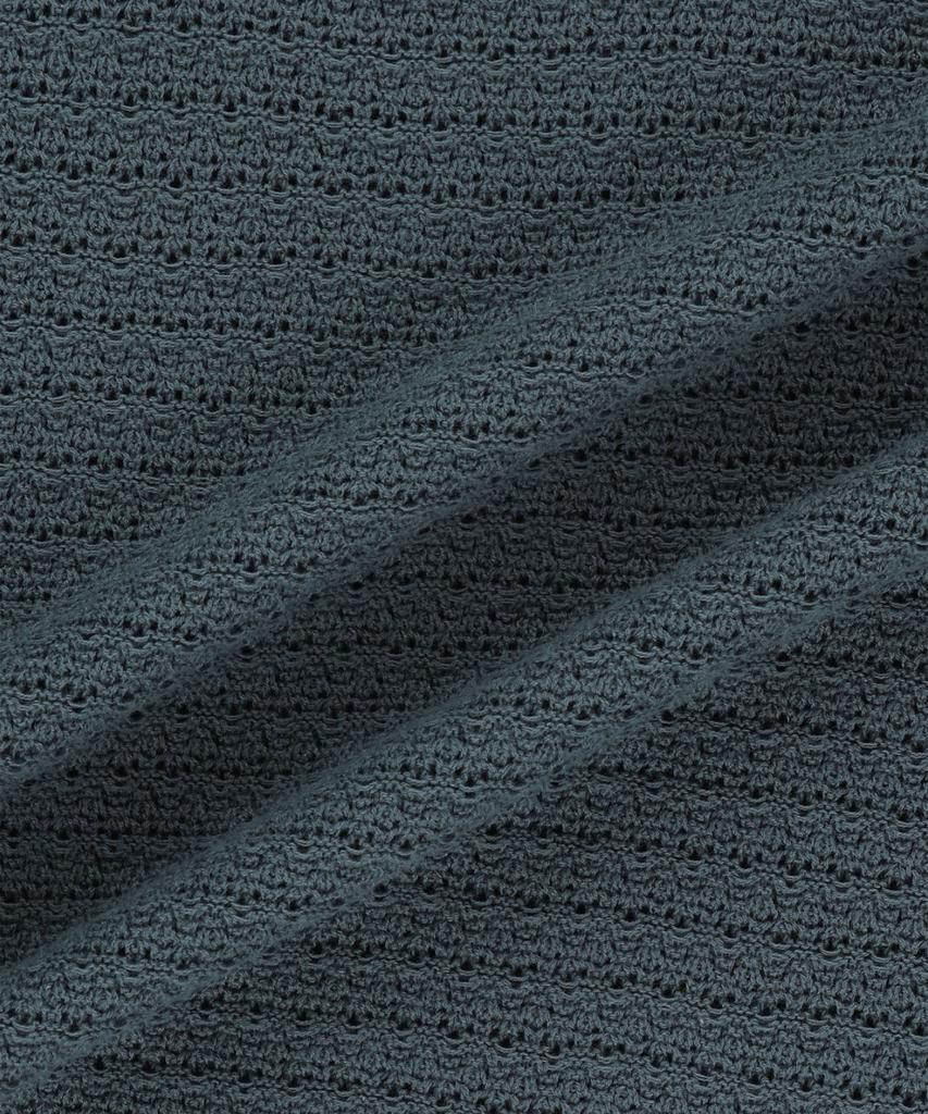 Sun Love Border Crochet Knit Polo Navy