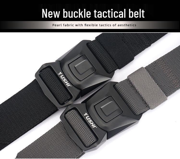 Men's Quick-Release Elastic Workwear Belt with Leather Trim