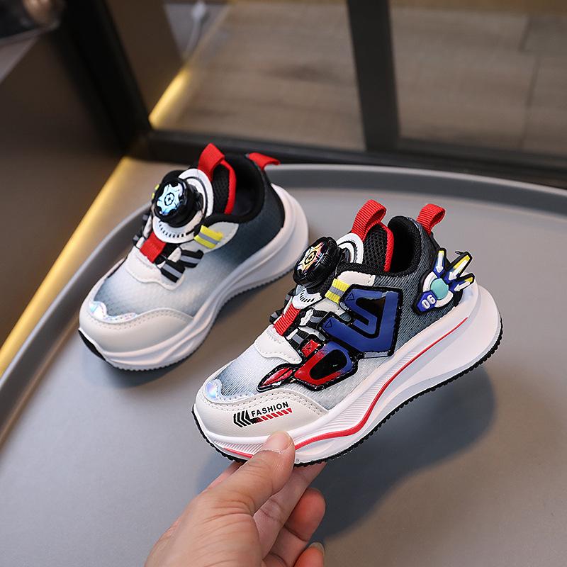 Children's knob buckle shoes 2025 spring and autumn children's breathable running shoes boys' casual shoes sports shoes girls' baby shoes