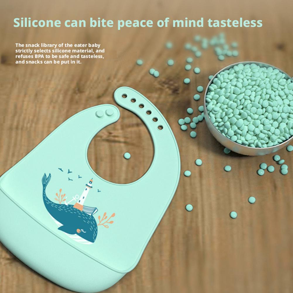 1pcs Cute Kids Silicone Bib Waterproof Baby Feeding Bib Large Food Catcher Soft BPA Free Infant Bib for Boys Girls Mealtime Tool
