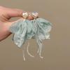 Mint Mambo Floral Heart Tassel Beaded Earrings: High-End Spring/Summer Stud Earrings 2024.