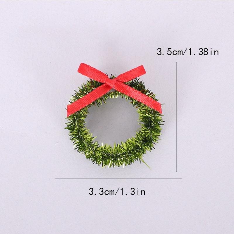 

10PCS Mini Christmas Wreaths Crafts Xmas Tree Wreath with Red Velvet Bow Pine Home Window Artificial Dollhouse Decoration