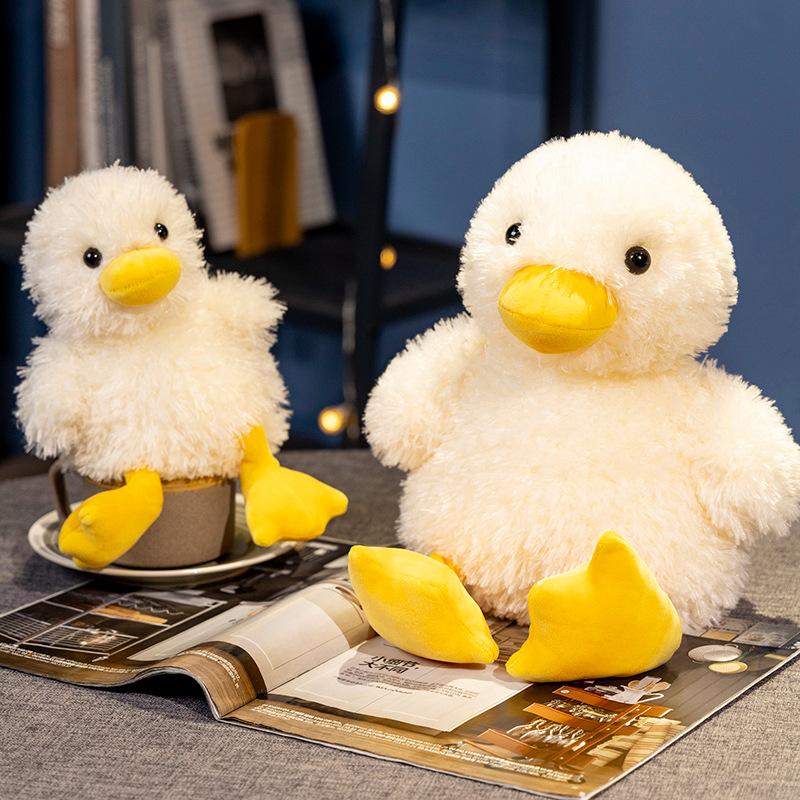 20-40CM Cute Cartoon Anime Sitting Pose Yellow Duck Plush Toy Kawaii Duck Children's Soothing Doll Pillow Handmade Birthday Gift