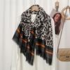 Winter Sexy Leopard Striped Line Fringe Viscose Shawl Scarf Lady High Quality Wrap Pashmina Stole Bufandas Muslim Hijab 180*90Cm