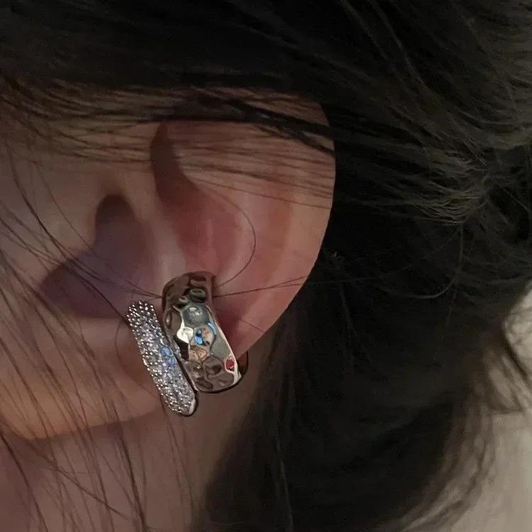 New Personality Gold Color Clip Earrings Fake Piercing Jewelry Set Fashion Lines Snake C-shape Ear Cuffs for Women Party Gift