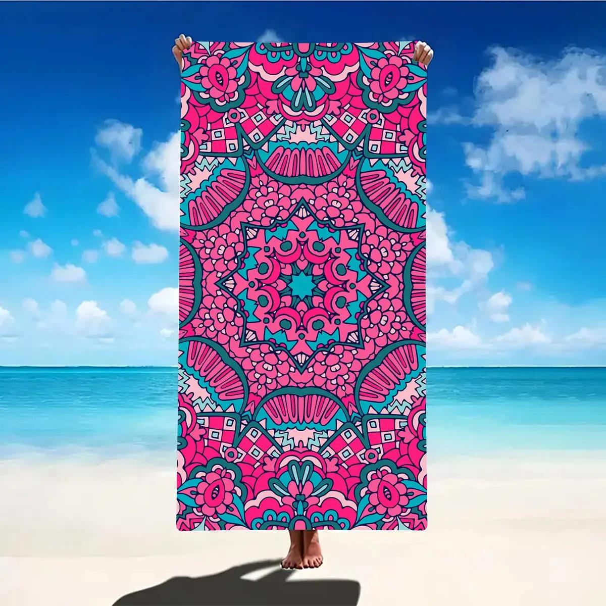 

Mandala Beach Towel Large Size Outdoor Travel Camping Absorbent Beach Towels Super Soft Summer Swimming Towel Bath Towel Sea W30*H60(CM)