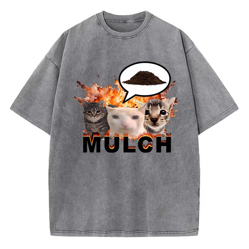 

Funny Cat T Shirt Vintage Washed Cotton TShirt Harajuku Graphic Tee Casual Streetwear Spring Summer Fall S