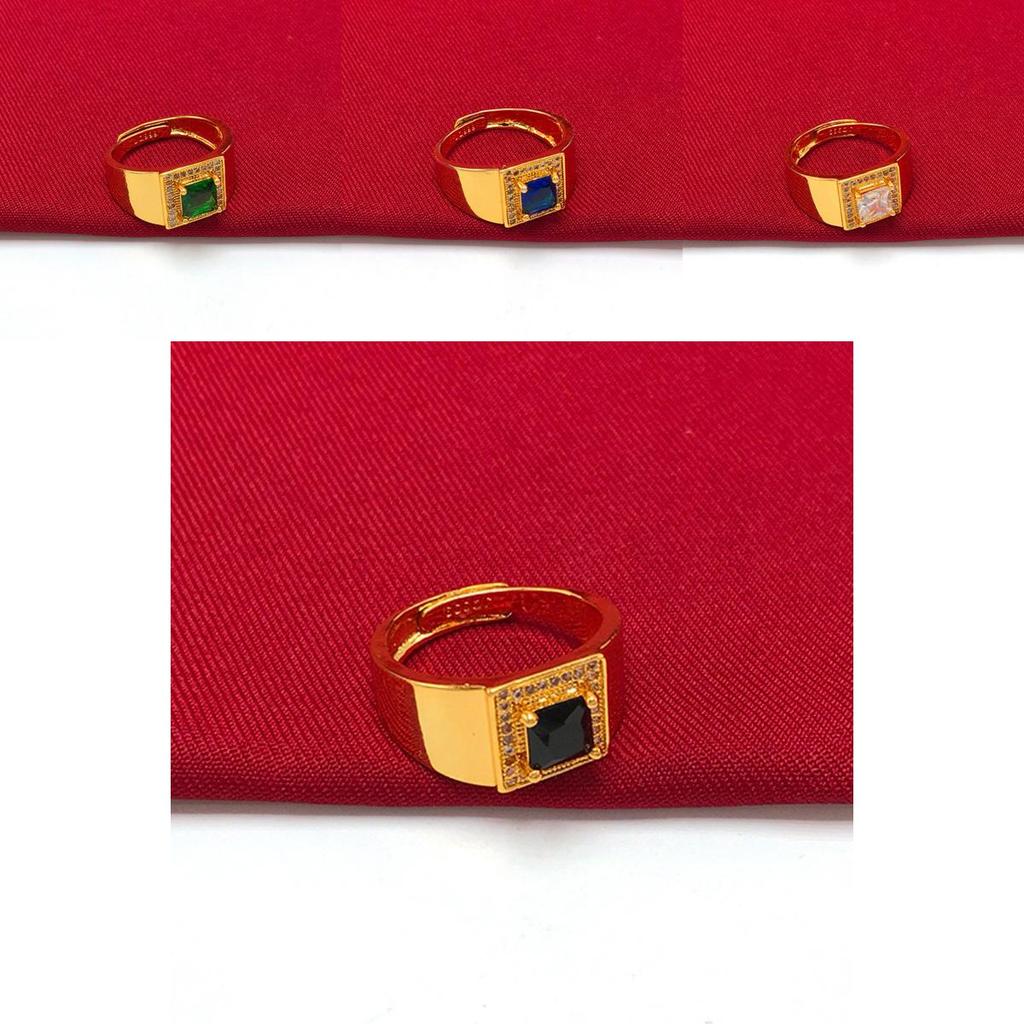 Timeless Vintage Brass Gold Plated Ring For Men With Dazzling Sapphire Stone Inlay