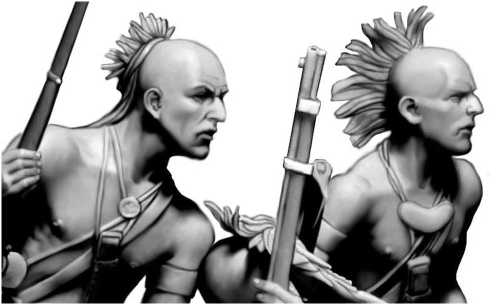 Master Box 1/35 Scale Indian Wars Defensive Circle, 4 Native American Soldiers, 18th Century, No. 1 Plastic Model, MB35209