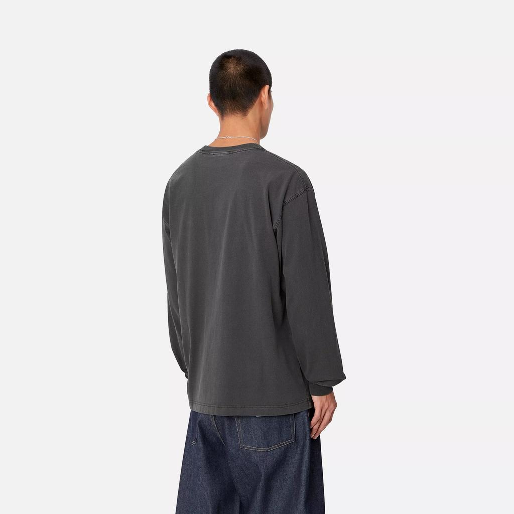 Carhartt WIP L/S Vista T-Shirt Loose Fit Square Label Crew Neck Long Sleeve T-Shirt Men Tops Gray I030779-87-GD