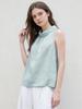 Women's Versatile Pure Linen Stand-Collar Vest, Spring/Summer A-Line Silhouette Sleeveless Top