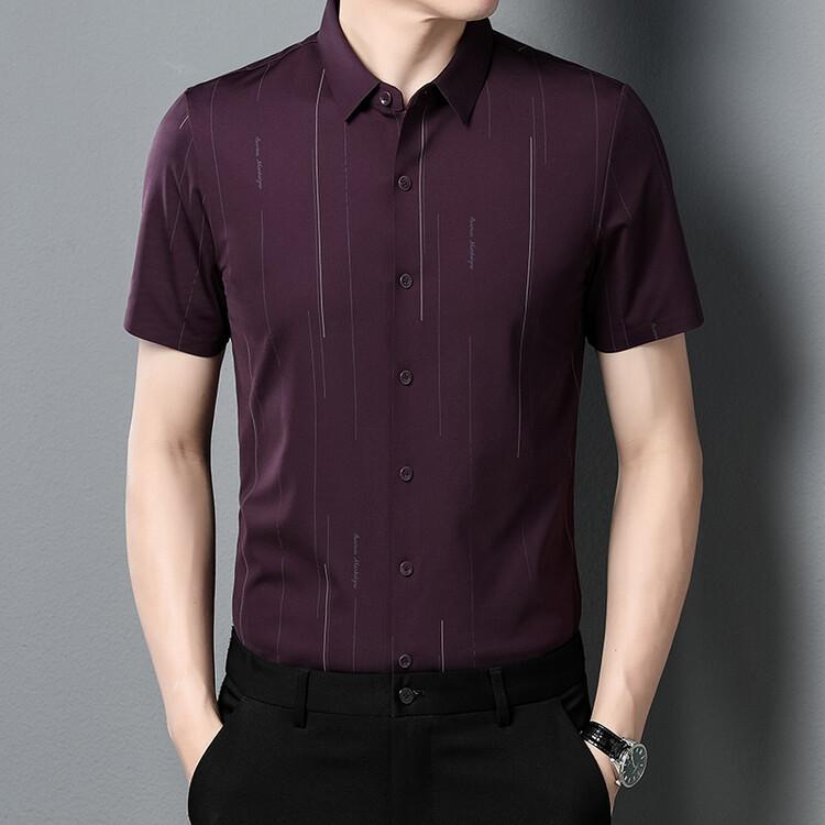 

Рубашка с короткими рукавами Мужская деловая повседневная мужская рубашка однотонная тонкая летняя новая мужская одежда 3XL синий