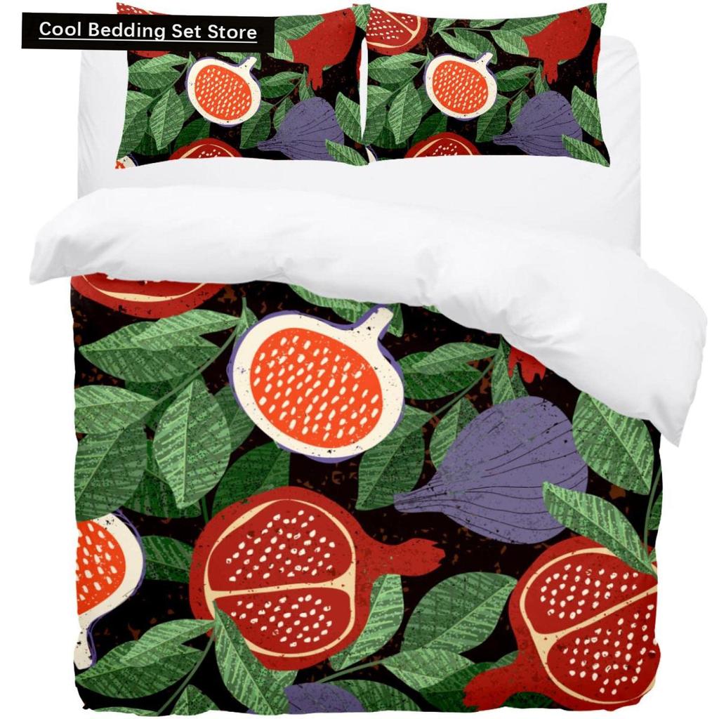 Lemon Fruit King Queen Duvet Cover Summer Cartoon Vegetable Plant Bedding Set for Kids Teens Adults Papaya Polyester Quilt Cover