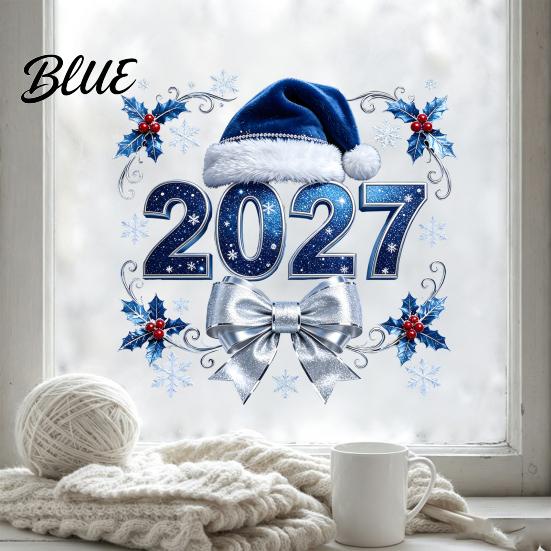 Reusable Glass Stickers 2027 New Year Christmas Static Window Cling Glue‑Free Snowflake Holiday Decals Sticker for Home Shop Decor Creative Gifts
