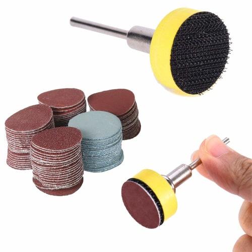 Saipor 25mm Sanding Discs, 100 Pieces, Sanding Paper Grinder Accessory, Mixed Grit #100/#180/#240/#1500/#3000, for Polishing Painted Surfaces, Rust Re