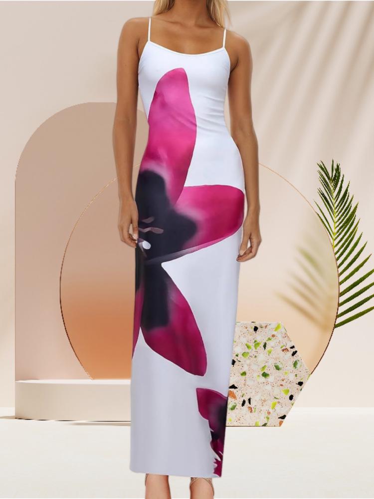 Sexy bedrucktes Spaghettiträgerkleid im europäischen und amerikanischen Stil - Heißer Verkauf im Frühling/Sommer